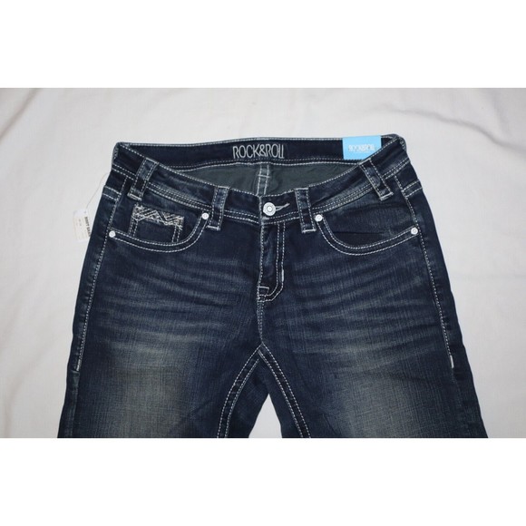 Rock & Roll Cowgirl Ladies Riding Boot Cut Jeans 29x34 Rhinestone Big Stitch - Picture 3 of 14